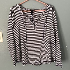 Lane Bryant Blue and White Stripe Long Sleeve
